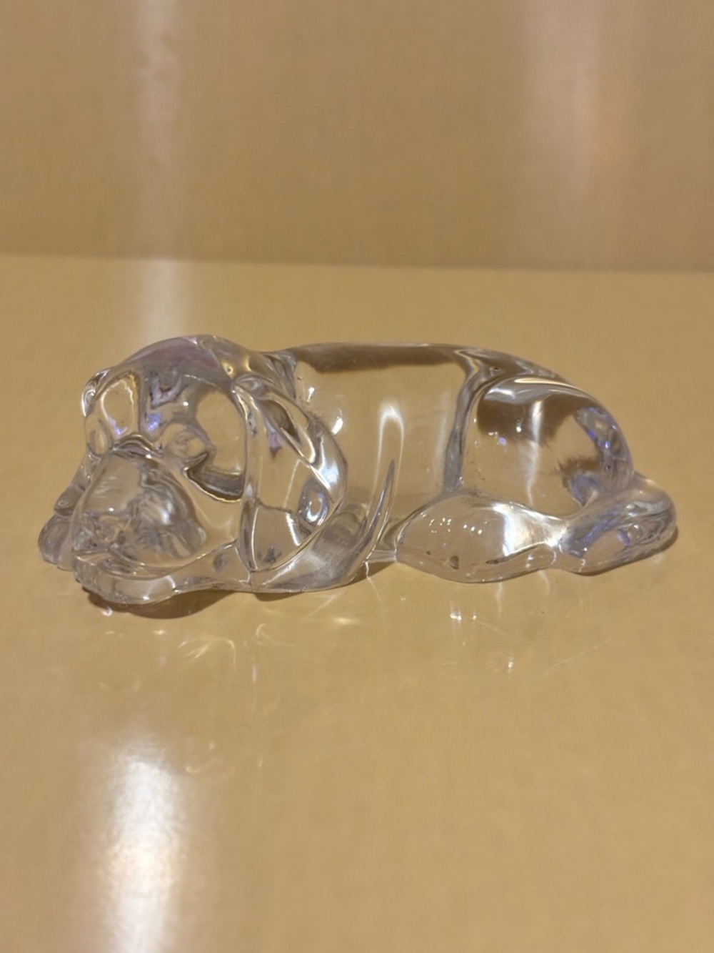 Clear Glass Sleeping Puppy Figurine